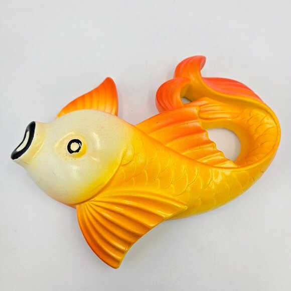Vintage Koi Goldfish Fish Chalkware Orange Yellow Miller Studio 1977 MCM Read - Picture 13 of 16